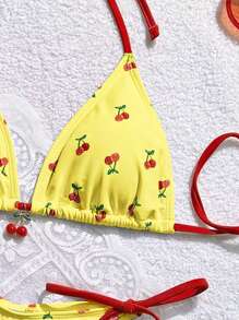 Swim Mod Women's Halter Triangle Bikini Swimwear Sets For Summer Beach Vacation - Yellow - View 3