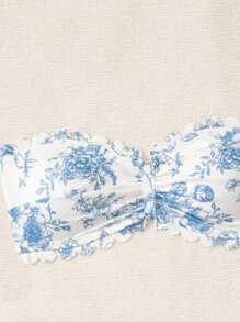 Swim Mod 大码女式 2 件套随机花卉印花可拆卸肩带休闲度假泳装