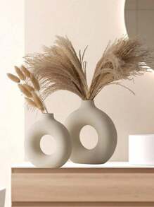 SHEIN 1pc Donut Shaped Vase | Minimalist Nordic Style Resin Crafts Flower Vase