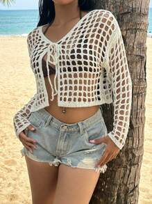 Swim Vcay Women's Solid Color Beach Casual Vacation Sexy Kimono Cover Up For Summer - Beige - View 5