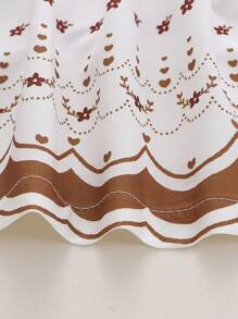 SHEIN 1 szt. Sukienka z nadrukiem kwiatowym dla dziewczynek z kokardą i nadrukiem Cami, elegancka, luźna, w stylu księżniczki, z wysokim stanem, letnia, nowa