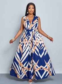 SOLERSUN Plus Size Women's Sleeveless Floral Elasticated Waist Maxi Dress For Summer Vacations And Everyday Wear