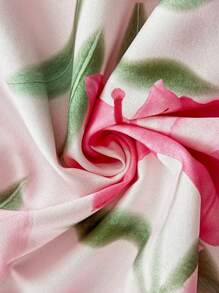 Soleia Vestido camisero con estampado floral, detalle de nudo delantero, corte evasé, vestido para mujer, primavera, Pascua, festividades/Día de San Valentín - Rosa - Ver 7