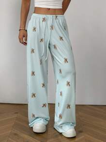 SHEIN EZwear Women's New Lightweight Sweet Home Leisure Printed Pants