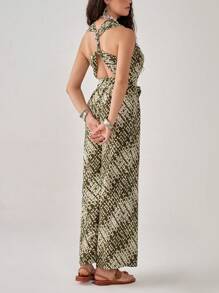 Florisole Women's Boho Vacation Sleeveless V-Neck Jumpsuit Pants