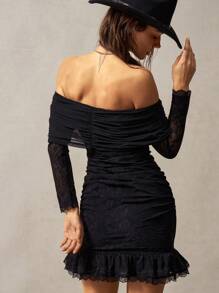 Bohemela BOHO Off-Shoulder Solid Color Knit Mini Dress For Women Women Elegant Dresses Woman Dress Women Dresses Women Dresses Elegant Gown Women Black Dress,Tea Party Dress,Summer Dresses For Women