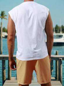 Manfinity RSRT Men's Palm Tree Print Top And Drawstring Waist Shorts Set, For Holiday Men Vacation Outfits Men Beach Outfits - Multicolor - View 2