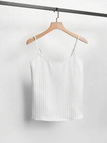 Chiquease Bộ 3 áo vest cổ ve áo kẻ sọc cho nữ, áo hai dây và quần âu - Màu xanh nhạt - Xem 7