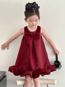 DAZY Young Girl Sleeveless Fashion Party Dress, Summer Christmas, New Year - Red - View 2