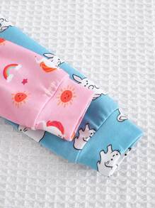 Cozy Pixies Newborn Baby Girls 2pcs Set Ditsy Floral Pattern Knitted Soft Crew Neck Long Sleeve Jumpsuit - Multicolor - View 7