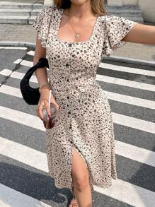 Serisse 女式正面纽扣花卉印花休闲长裙