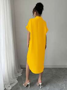 Chiquease Summer Casual People Pattern Front Button Up Shirt Dress - Multicolor - View 2