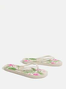 Grefit Fashion Apricot Floral Print Flat Sandals, Comfortable For Casual, Beach And Home Wear - Apricot - View 9