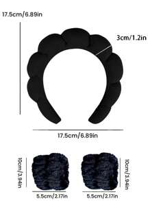 1 件装海绵头带腕带瑜伽跑步护肤保湿吸湿发带面膜清洁运动中性健身美容配件时尚健身房自我护理浴室必需品发饰运动器材 - 黑色 - 查看 4