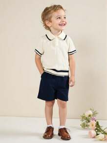 Souflis Souflis 2pcs Young Boy Short Sleeve Shirt & Shorts Set, Spring/Summer Summer Holiday