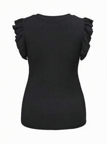 SHEIN Maternity Solid Color Round Neck Cap Sleeve Casual Ribbed T-Shirt - Khaki - View 8