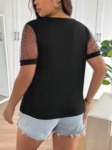 SHEIN Frenchy 大码纯色T恤，简约时尚，适合夏季 - 黑色 - 查看 5