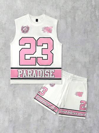 Prep Men's Basketball Sports Tank Top Set, Jersey Outfit