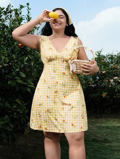 SHEIN MOD Abito sottile con stampa floreale retrò senza maniche adatto per appuntamenti, uso casual quotidiano e picnic, abiti estivi taglie forti per donna, abbigliamento estivo donna, abiti da vacanza, abiti da sole, mini abiti da donna, abiti di Pasqua donna, abiti gialli, abiti gialli di Pasqua, abiti estivi da donna, abiti da picnic in vacanza, abiti da spiaggia, abiti da sole, outfit da vacanza bohémien