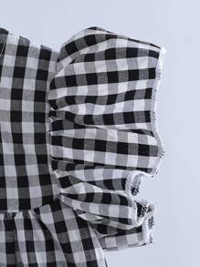 Vintaside Kids 1 pieza Mono de manga corta con estampado de cuadros verdes para bebé niña. Tela suave y cómoda, estilo casual y adorable de princesa, adecuado para primavera/verano, uso diario y viajes - Negro - Ver 4