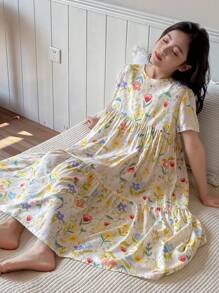 Dazy Kids Tween Girl Floral Print Short Sleeve Loungewear For Summer Vacation - Multicolor - View 6