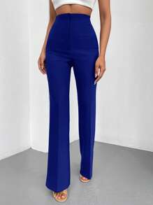 RueChic Pantalon Droit Taille Haute Pour Femmes