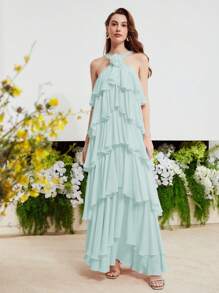 MOTF PREMIUM STEREO FLORAL TIERED LAYER DRESS - Mint Green - View 5