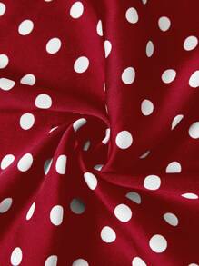 SHEIN Privé Women's Elegant Polka Dot Satin Skirt For Commuter - Red - View 3