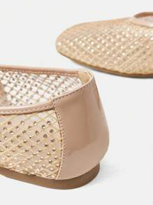 MOTF PREMIUM NEW RHINESTONE SQUARE TOE SUMMER LOW HEEL FLAT SANDALS - Rose Gold - View 6