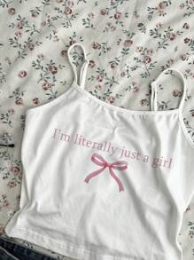 CovetEZ Camiseta de tirantes suave y cómoda de 95% algodón "Soy literalmente solo una chica", adecuada para primavera y verano - Blanco - Ver 9