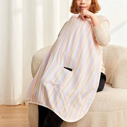 Cozy Pixies 1件Oeko-Tex认证多色条纹舒适柔软孕妇/哺乳罩衫，带口袋，适合哺乳和户外活动。