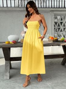 SHEIN VCAY Women's Vacation Casual Solid Color Camisole Dress,Tea Party Dress,Summer Dresses For Women