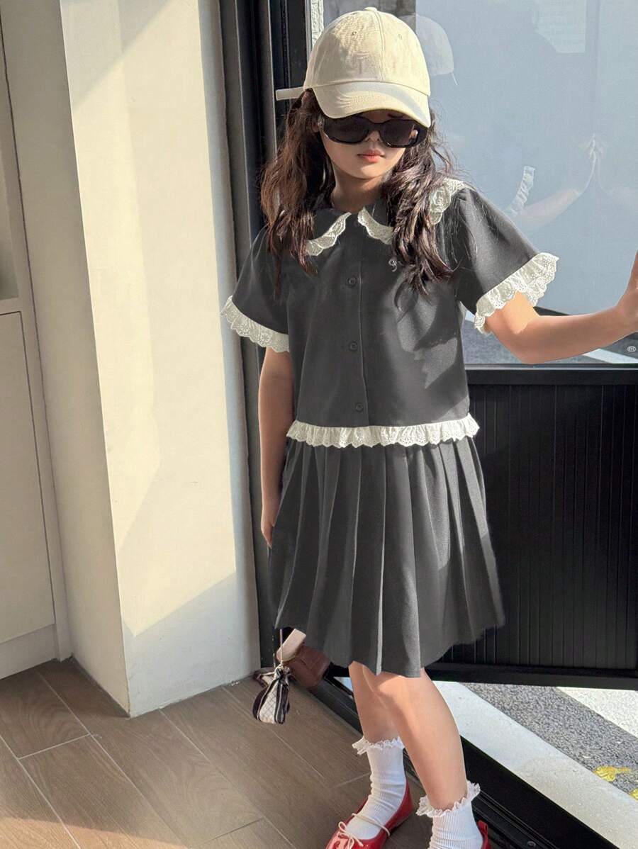 DAZY 2pcs Girls' Outfit Set, For Tween Girl, Autumn - Grey - View 1
