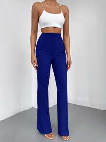 RueChic Pantalon Droit Taille Haute Pour Femmes