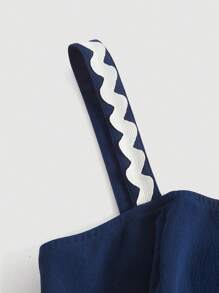 SHEIN MOD 2 件套撞色度假套装：吊带背心和裙子、海滩、波西米亚风、度假、早午餐、茶会、西部风、女士春夏装、度假两件套 - 藏蓝色 - 查看 3