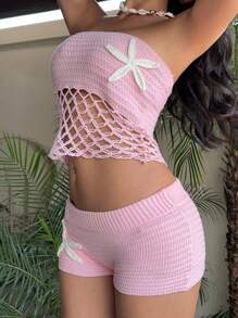 Aloruh 女式 Y2K 性感海星针织短裤，低腰，适合度假和日常穿着，春夏秋冬