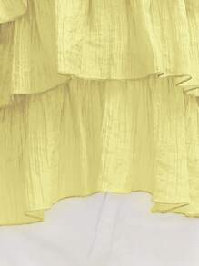 SHEIN Unity Women's Casual Sleeveless Solid Color Ruched Layered Ruffle Strap, Suitable For Spring/Summer Holiday And Daily Wear - Yellow - View 5