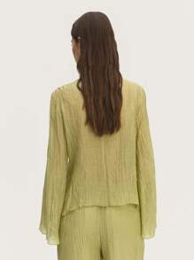 Nöista Blusa plisada verde pastel estilo bohemio con mangas acampanadas y cierre con lazo. Perfecta para el verano, Pascua o vacaciones en la playa.