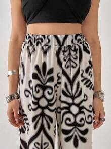 Florisole Bohemian Vacation Bez Ramiączek Crop Top & Szerokie Spodnie 2 Częściowy Zestaw Dla Kobiet