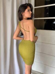 Firerie Elegantes, romantisches Valentinstag sexy schulterfreies rückenfreies texturiertes einfarbiges grünes Minikleid, geeignet für Frühling/Sommer, St. Patrick's Day, Urlaub, chic & verführerisch