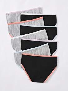 SHEIN 8pcs/Pack Teen Girls Plain Cotton Briefs, Comfortable & Soft - Multicolor - View 2