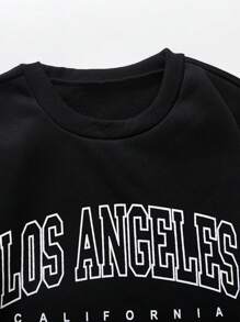 3pcs/Set Teen Boy Casual Loose Letter Print Round Neck Long Sleeve Sweatshirt, Autumn