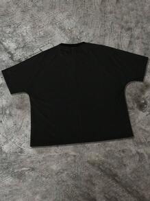 Manfinity EMRG Herren Rundhals Kurzarm bedrucktes minimalistisches T-Shirt, lässige Alltagskleidung - Schwarz - Übersicht 3
