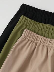 3 Pcs Teen Boy's Loose Casual Woven Net Color Casual Simple Basic Versatile Solid Color Sports Workwear Shorts Multi-Color Multi Piece Set, Buy One And Get Two Free, Get Three Suitable For Spring And Summer Seasons, School, Campus, College