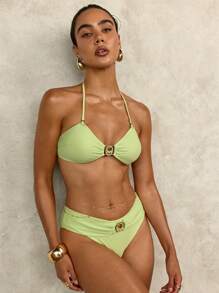 Swim Lushoire Women's Luxury Sexy Diamond Decor Bandeau Bikini Set