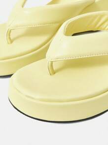 MOTF PREMIUM TOE POST PLATFORM WEDGE SANDALS - Yellow - View 6
