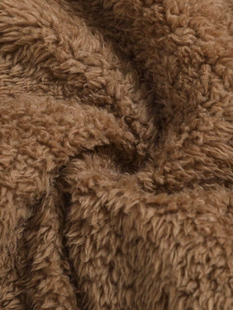 Baby Boy Bear Embroidery Teddy Lined Hooded Jacket & Sweatpants