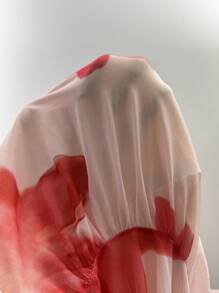 Rafferiza 优雅紧身高领鱼尾长款针织网眼印花全衬里女式连衣裙，春夏 - 彩色 - 查看 6