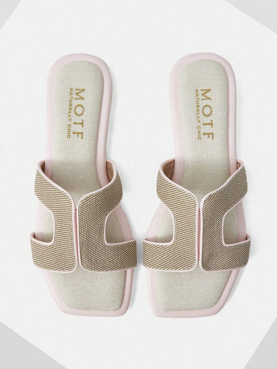 MOTF PREMIUM 撞色镂空平底凉鞋 - 淺粉色 - 查看 1