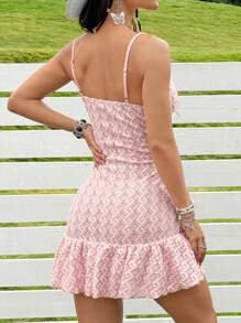 SHEIN EZwear 女式简约时尚无袖纯色迷你连衣裙，夏季 - 粉色 - 查看 2